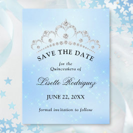 Baby Blue Quinceanera Spara Datum Vykort