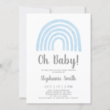 Baby blue Rainbow Baby Shower Boy-inbjudan