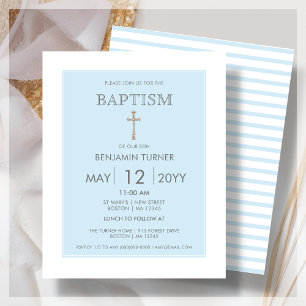 Baby blue Rand Baptism budgetinbjudan