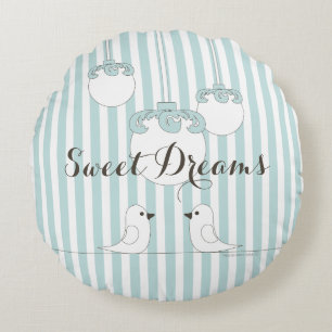 Baby blue Rand Cute Bird Children's Nursery Room Rund Kudde