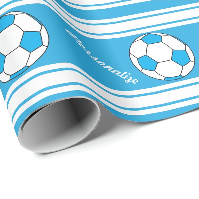 Baby blue Rand-fotbolls-buss Presentpapper (Rullad Hörn)