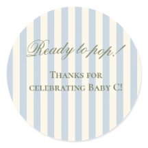 Baby Blue Randiga Färdiga Att Poppa! Favor Sticker