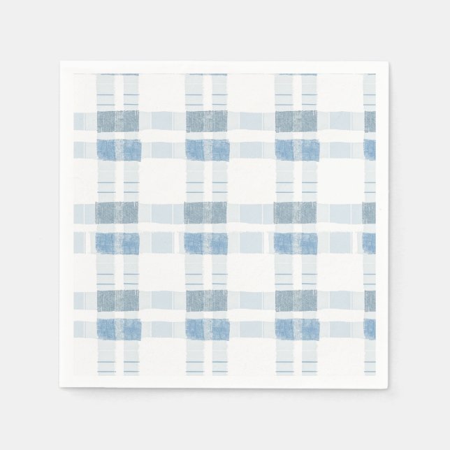 Baby Blue-randigt Rutigt Mönster Pappersservett (Framsidan)