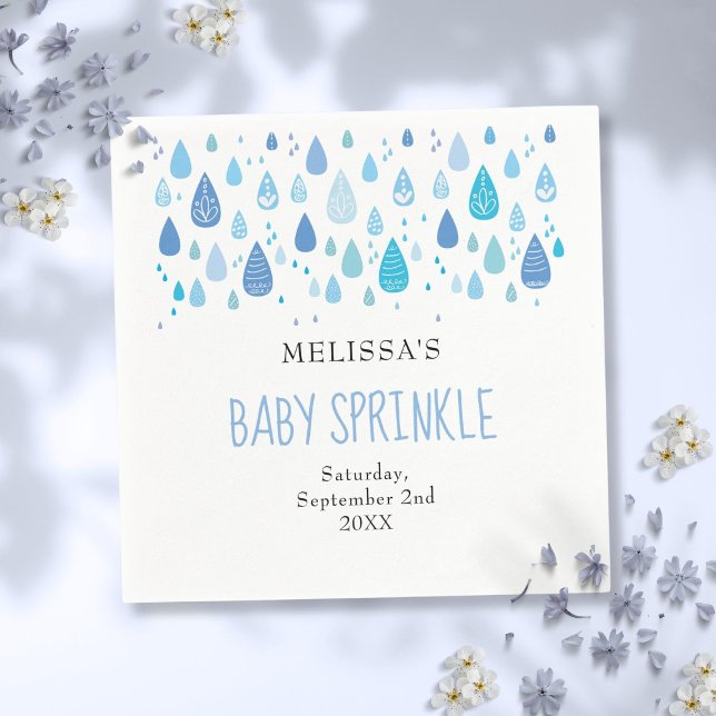 Baby blue RCD-skjut Pojke Pappersservett (Baby Blue Raindrops Baby Boy Sprinkle Shower Napkins)
