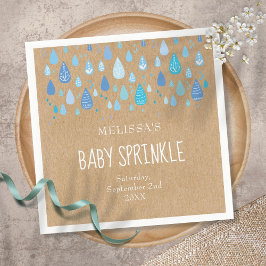 Baby blue regndroppar av typ Rustic kraft baby sp Pappersservett