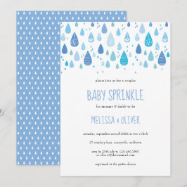 Baby blue regndroppar par baby sprinkle inbjudningar