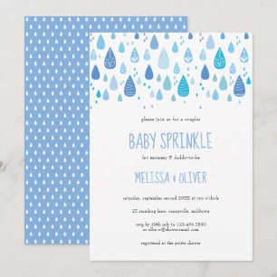 Baby blue regndroppar par baby sprinkle inbjudningar