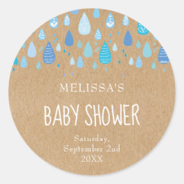 Baby blue regndroppsdusch för Rustic-kraft Runt Klistermärke