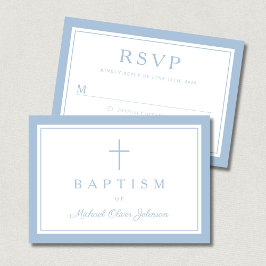 Baby Blue Religious Cross Boy Baptism OSA Kort