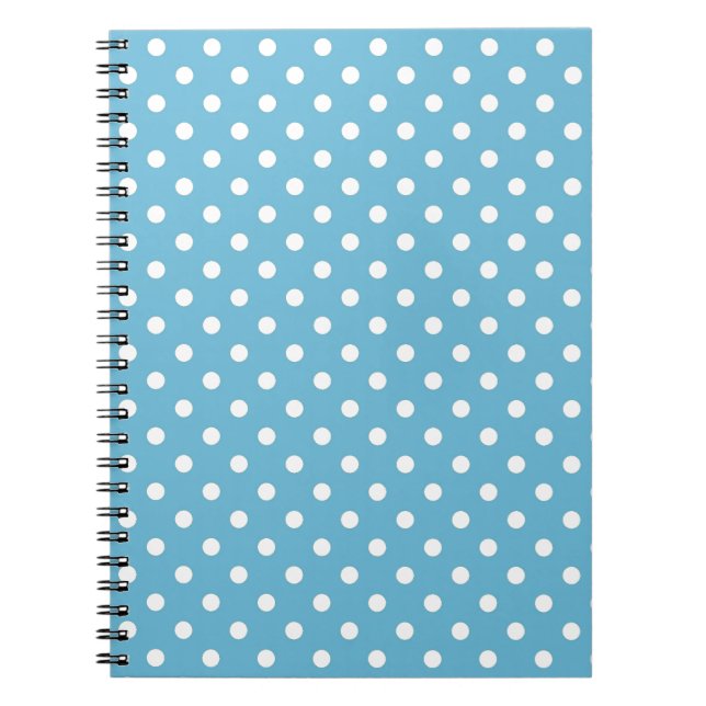 Baby blue Retro Polka dots Anteckningsbok Med Spiral (Framsidan)