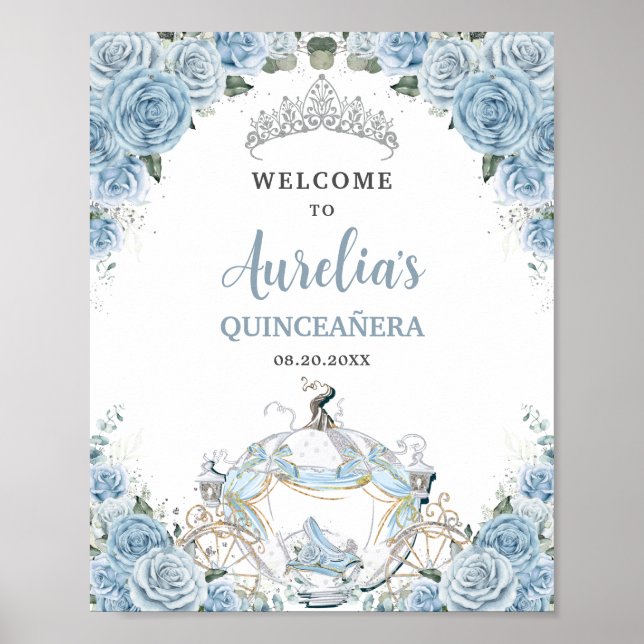 Baby blue Ro Princess Carriage QUINCEAÑERA 16:e Poster (Framsidan)