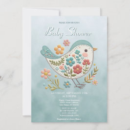 Baby Blue Rosa Flowers Baby Shower Inbjudningar
