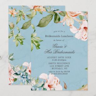 Baby blue Rosa Lily Bridesmaids Luncheon Inbjudnin