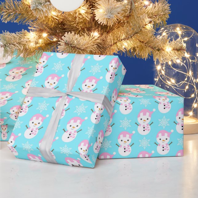 Baby Blue, Rosa & Vit Julsnögubbe Presentpapper (Helgdagar)
