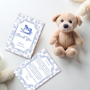 Baby blue roterande sketch för häst, babydusch tack kort