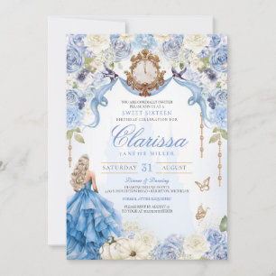 Baby blue Royalet Princess Sweet sixteen Birthday Inbjudningar