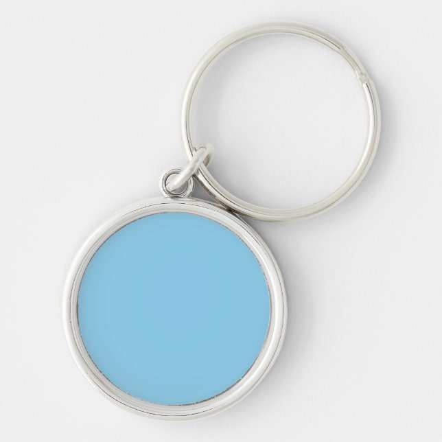 Baby Blue Rund Metallnyckelring Silverfärgad Nyckelring (Framsidan)