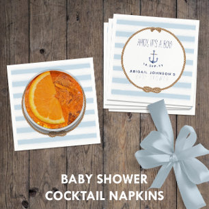 Baby blue Rustic Nautical Ahoy Boy Shower Pappersservett
