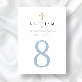 Baby blue Script Religiösa Kor Boy Baptism Bordsnummer