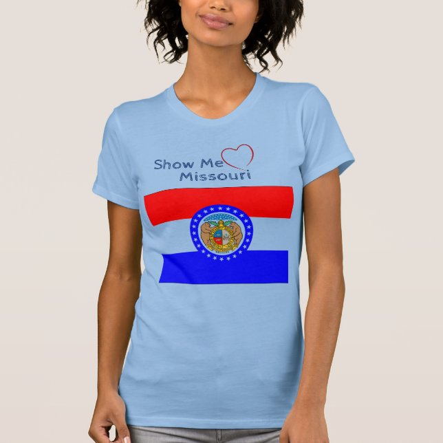 Baby blue "Show me" Kärlek Missouri Patriotic T Shirt (Framsida)