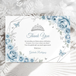 Baby blue Silver Blommigt Quinceanera Tack Kort