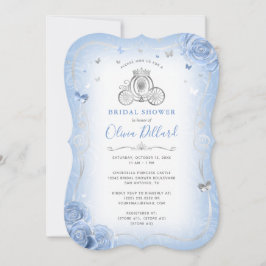 Baby blue Silver Cinderella Princess Möhippa Inbjudningar