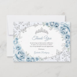 Baby Blue Silver Floral Quinceanera Tack Kort