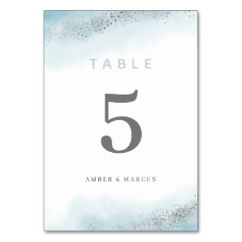 Baby blue Silver Glitter Bröllop Bordsnummer