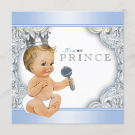 Baby Blue Silver Prince Barnkalas Inbjudningar