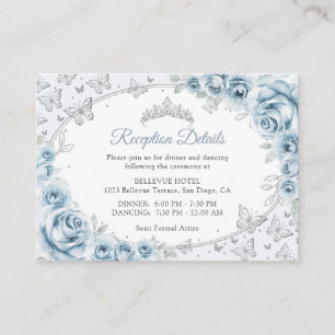 Baby Blue Silver Quinceanera Mottagningsdetaljer Tilläggskort