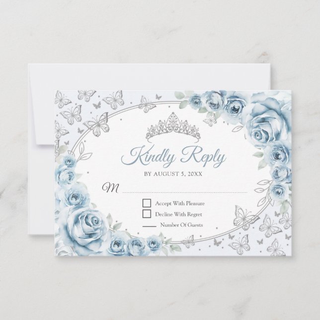 Baby Blue Silver Quinceanera Svar (Framsida)