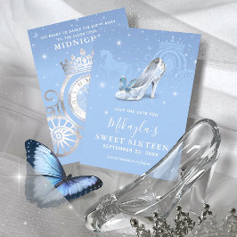 Baby Blue Silver Skor Cinderella Sweet 16 Födelsed Spara Datumet