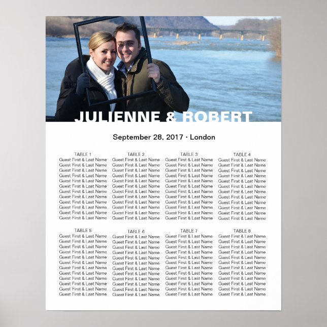 Baby blue sittdiagram för foto-Bröllop Poster (Framsidan)