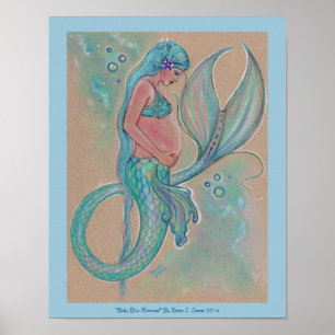Baby blue sjöjungfru poster av Renee Lavoie