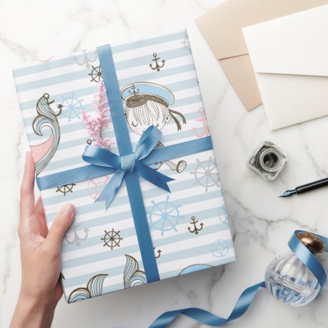 Baby Blue Sjöman Presentpapper (Gifting)