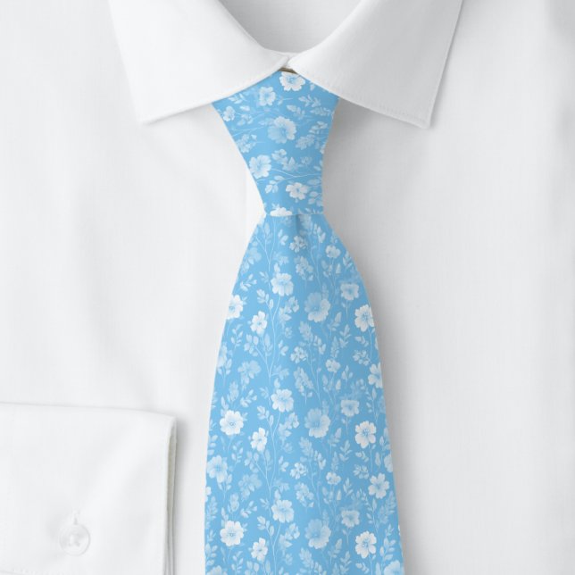 Baby Blue Små Blommor Slips (Skapare uppladdad)