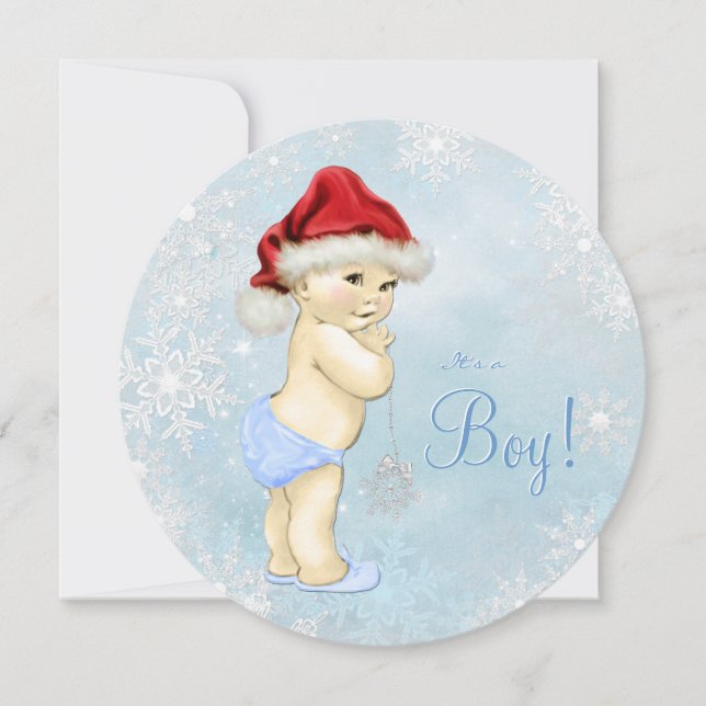 Baby blue småskammusslor för spädbarn i Cute Santa Inbjudningar (Framsida)