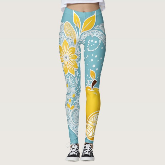Baby blue soft pastels AI art  Leggings (Framsida)