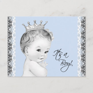 Baby blue, söt, liten prins, babyskor inbjudningar