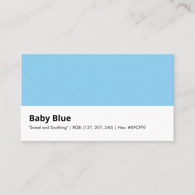 Baby Blue | "Sött och lugnande" Visitkort (Framsida)