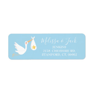 Baby Blue Specialleverans Stork Returadress Etikett