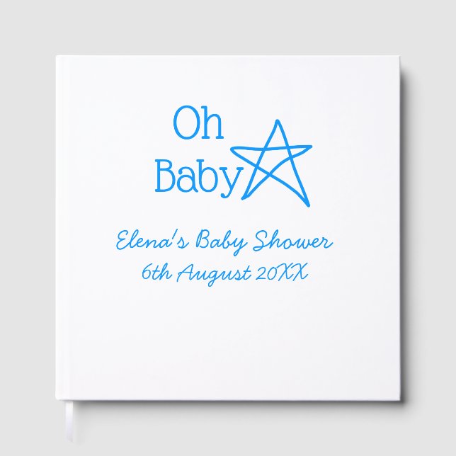 Baby blue stjärniga babydusch, lägg till namn gästböcker (Framsida)