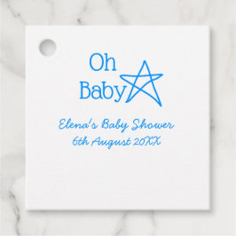 Baby blue stjärniga babydusch, lägg till namn gåvor etiketter