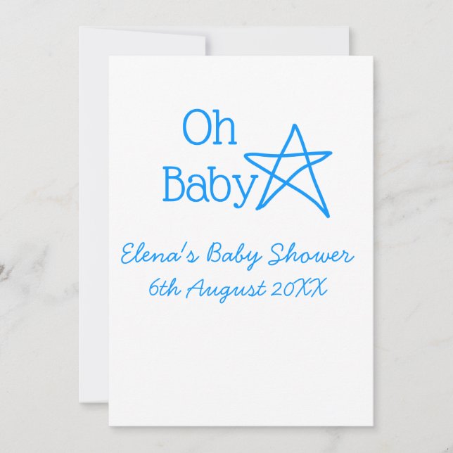 Baby blue stjärniga babydusch, lägg till namn inbjudningar (Framsida)