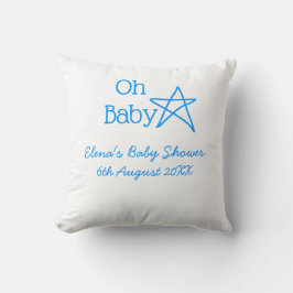 Baby blue stjärniga babydusch, lägg till namn kudde