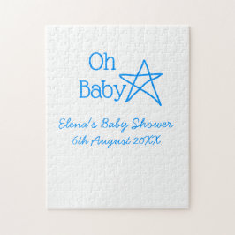 Baby blue stjärniga babydusch, lägg till namn pussel
