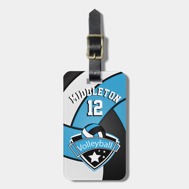 Baby blue, svart och vit 🏐 bagagebricka (Vertikal Framsida)