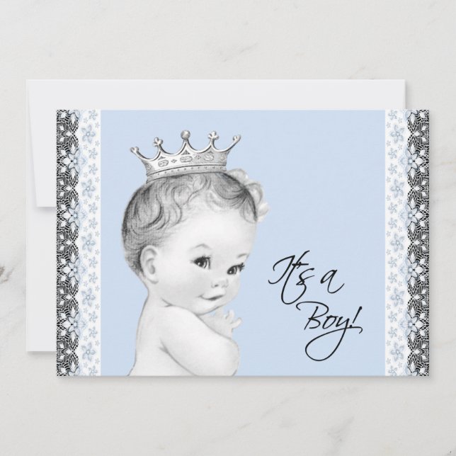 Baby Blue Sweet Little Prince Baby Shower Inbjudningar (Framsida)