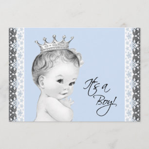Baby Blue Sweet Little Prince Baby Shower Inbjudningar