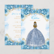 Baby blue sweet sixteen-födelsedagsinbjudningskort